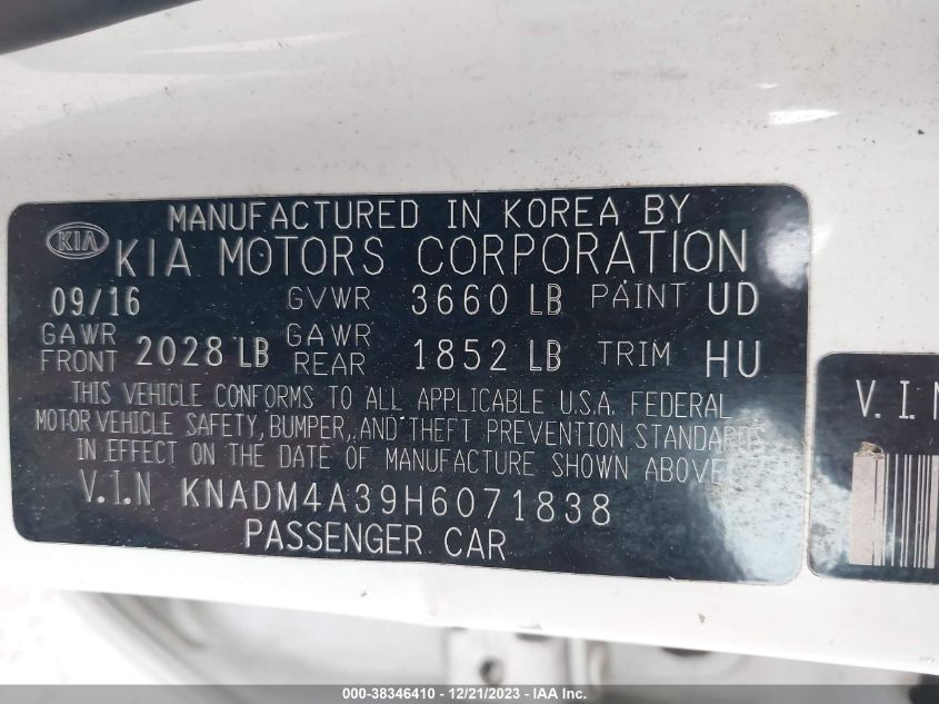 2017 KIA RIO LX - KNADM4A39H6071838