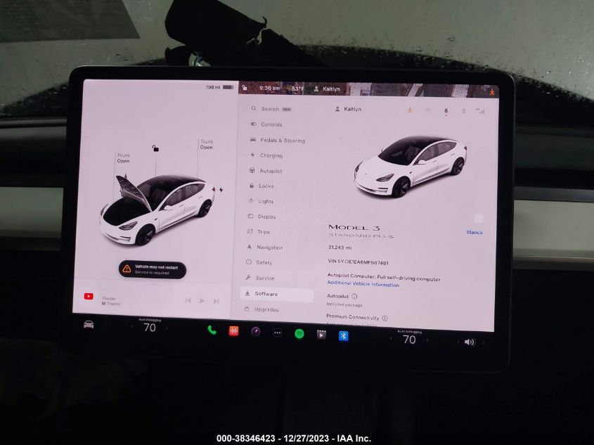 5YJ3E1EA6MF987491 | 2021 TESLA MODEL 3