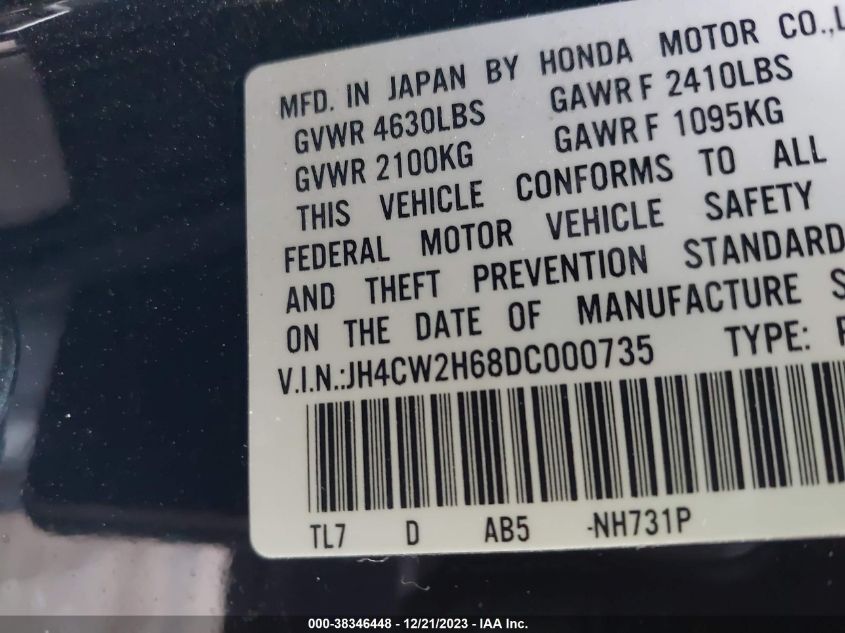 2013 ACURA TSX TECH - JH4CW2H68DC000735