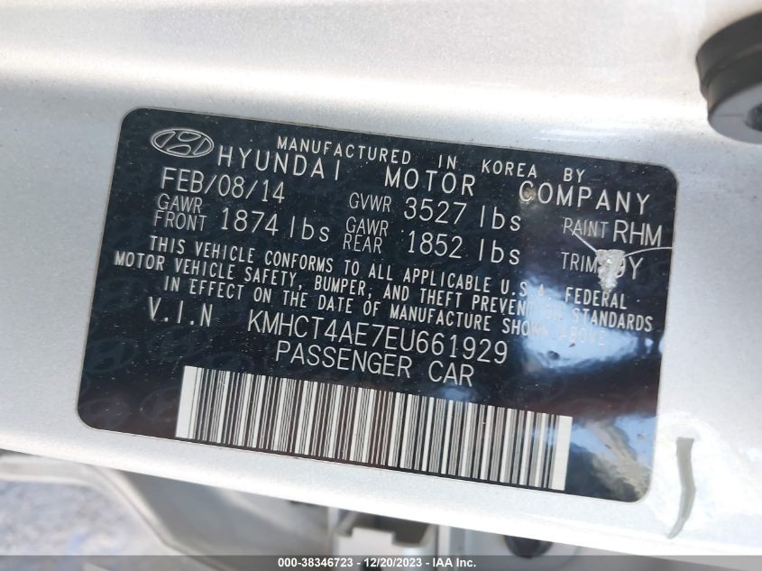2014 HYUNDAI ACCENT GLS - KMHCT4AE7EU661929