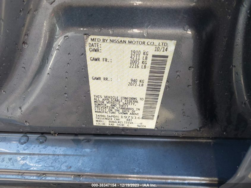 2015 NISSAN ALTIMA 2.5 SV - 1N4AL3AP0FC197516
