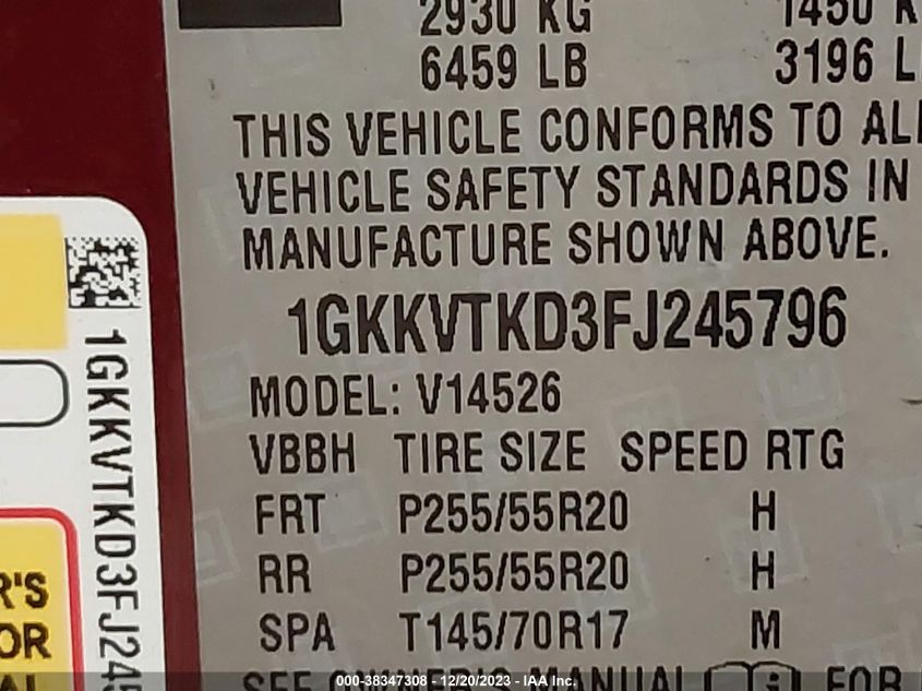 2015 GMC ACADIA DENALI - 1GKKVTKD3FJ245796