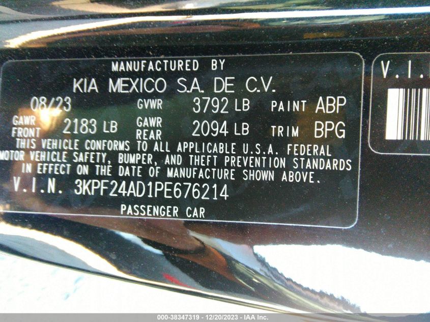 2023 KIA FORTE LX/LXS - 3KPF24AD1PE676214
