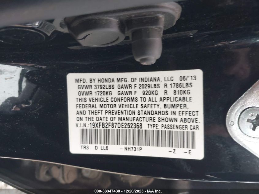 2013 HONDA CIVIC EX - 19XFB2F87DE252368