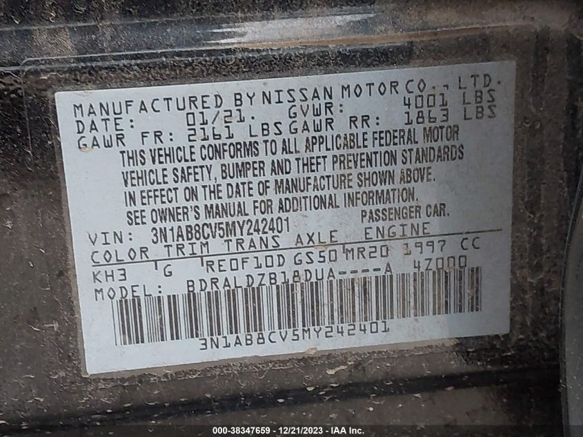 2021 NISSAN SENTRA SV - 3N1AB8CV5MY242401