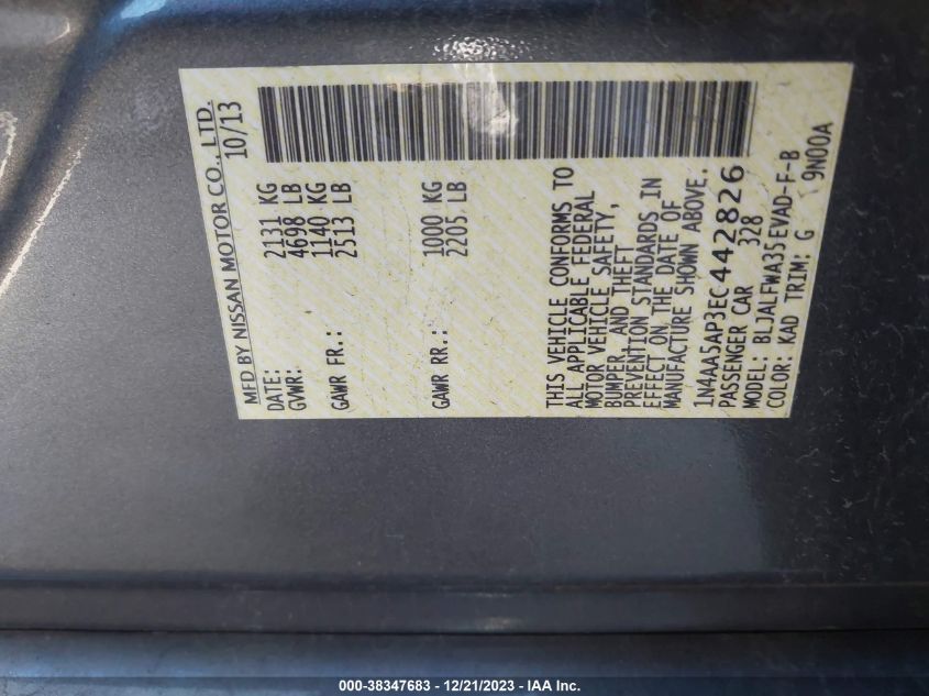 2014 NISSAN MAXIMA 3.5 SV - 1N4AA5AP3EC442826