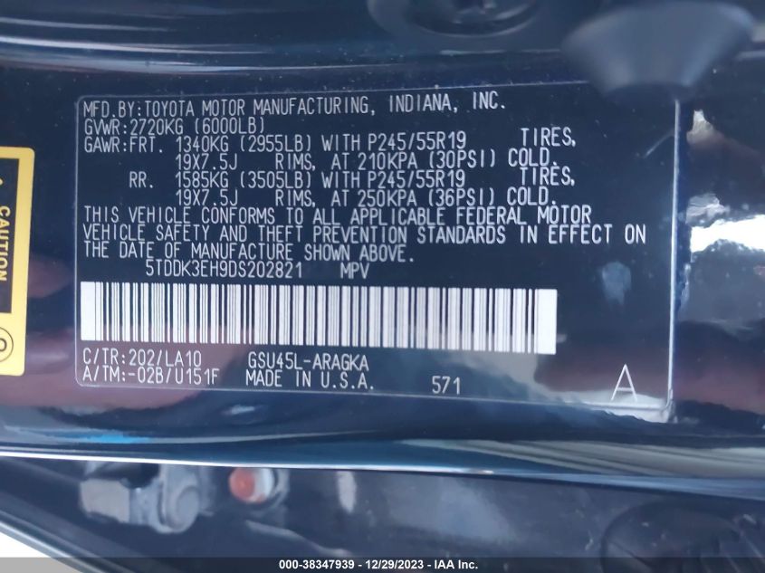 2013 TOYOTA HIGHLANDER LIMITED V6 - 5TDDK3EH9DS202821