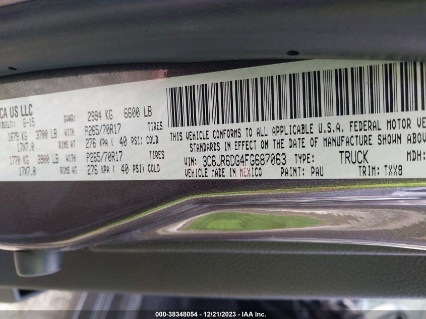 2015 RAM 1500 TRADESMAN - 3C6JR6DG4FG687063