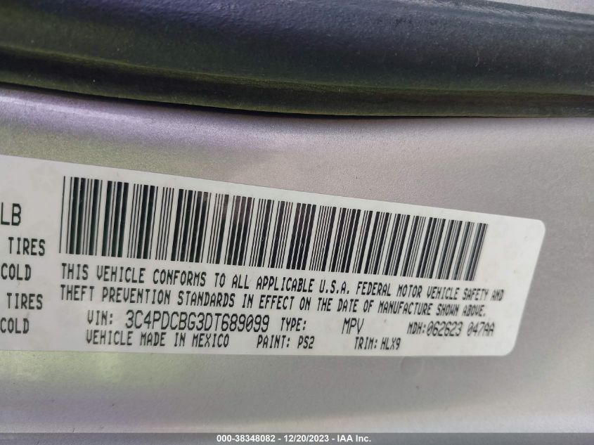 2013 DODGE JOURNEY SXT - 3C4PDCBG3DT689099