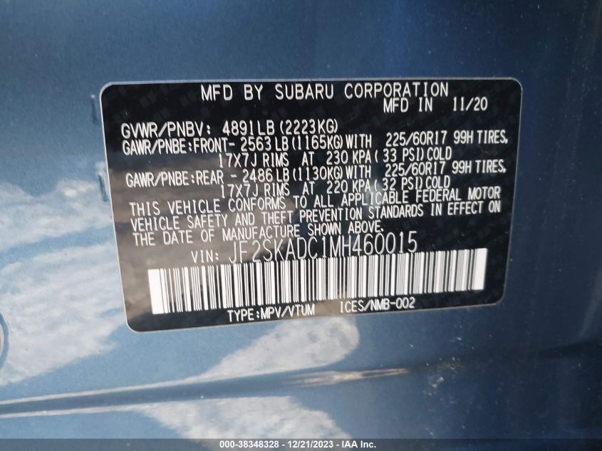 2021 SUBARU FORESTER - JF2SKADC1MH460015