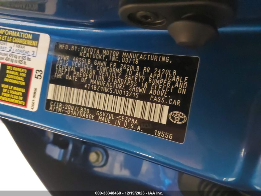 2018 TOYOTA CAMRY XSE/XLE - 4T1BZ1HK5JU013715