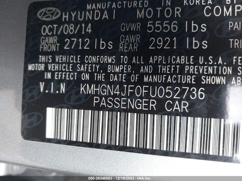 2015 HYUNDAI GENESIS 5.0 - KMHGN4JF0FU052736
