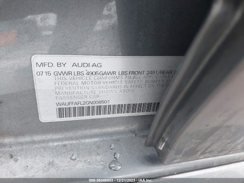 2016 AUDI A4 PREMIUM PLUS S-LINE - WAUFFAFL2GN008501