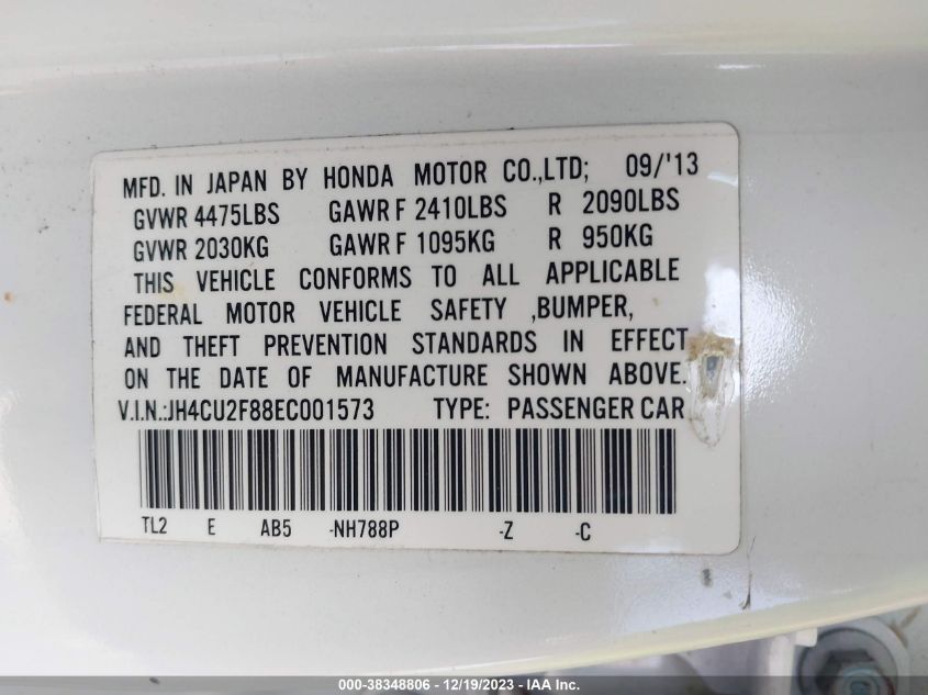 2014 ACURA TSX 2.4 - JH4CU2F88EC001573