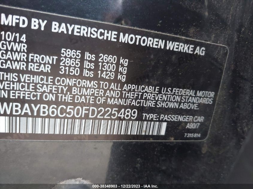 2015 BMW 750I XDRIVE - WBAYB6C50FD225489