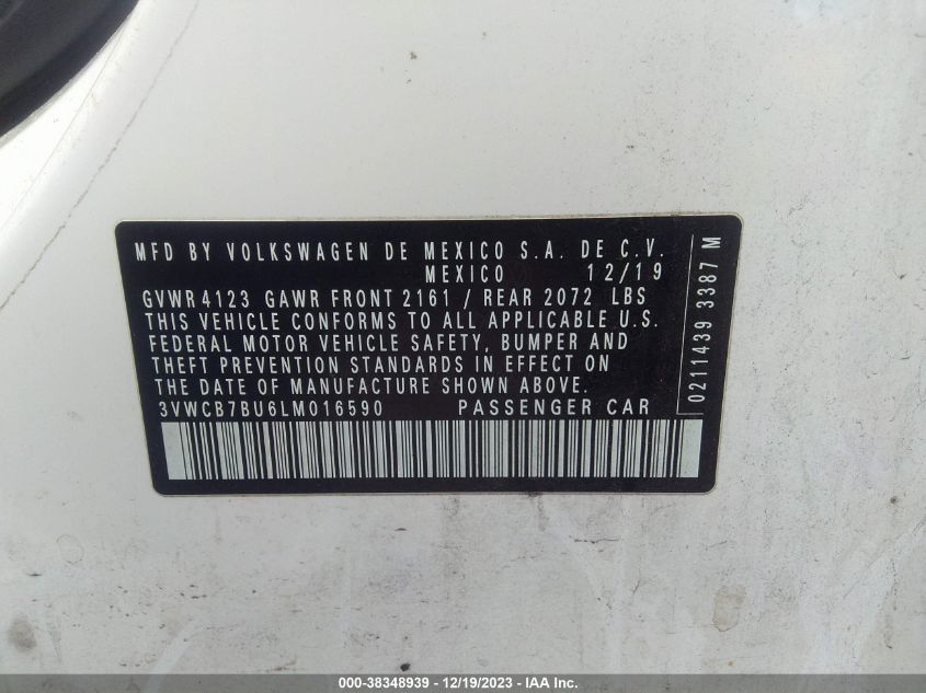 2020 VOLKSWAGEN JETTA S/SE/R-LINE - 3VWCB7BU6LM016590
