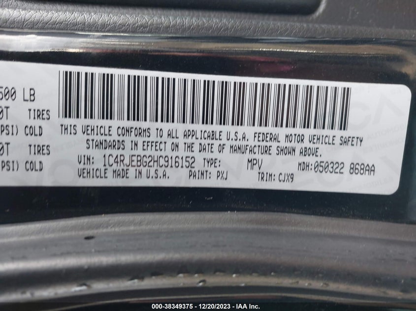 VIN 1C4RJEBG2HC916152 2017 JEEP GRAND CHEROKEE LIMITED 4X2