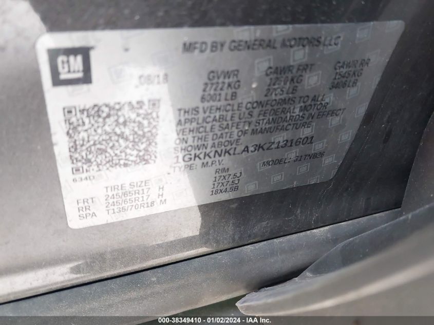 2019 GMC ACADIA SLE - 1GKKNKLA3KZ131601