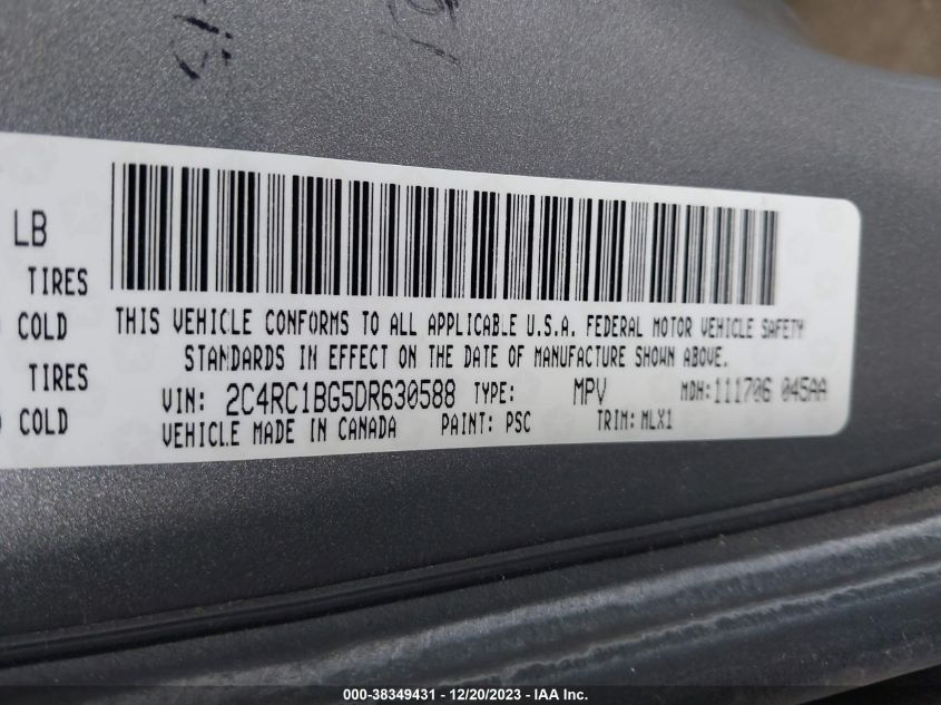 2013 CHRYSLER TOWN & COUNTRY TOURING - 2C4RC1BG5DR630588