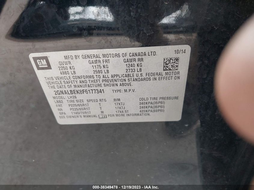 2015 CHEVROLET EQUINOX 1LT - 2GNALBEK8F6177341