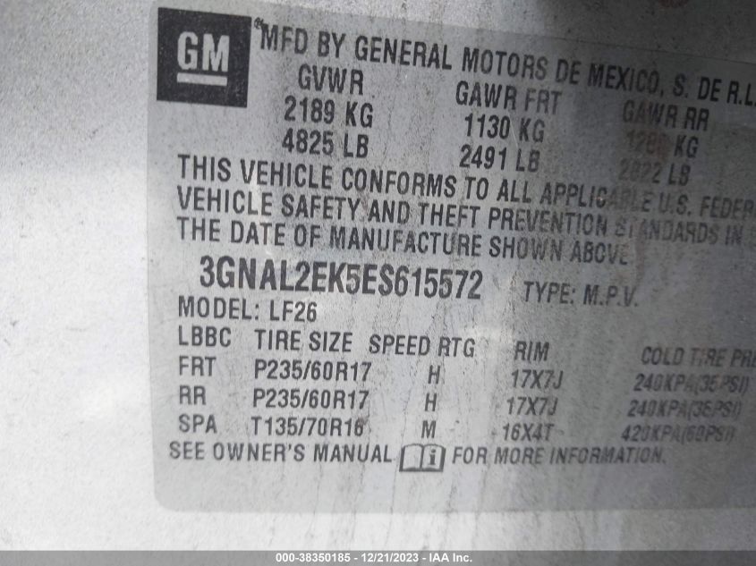 2014 CHEVROLET CAPTIVA SPORT 2LS - 3GNAL2EK5ES615572
