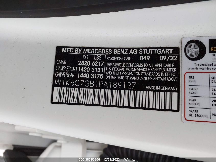 2023 MERCEDES-BENZ S 580 4MATIC W1K6G7GB1PA189127