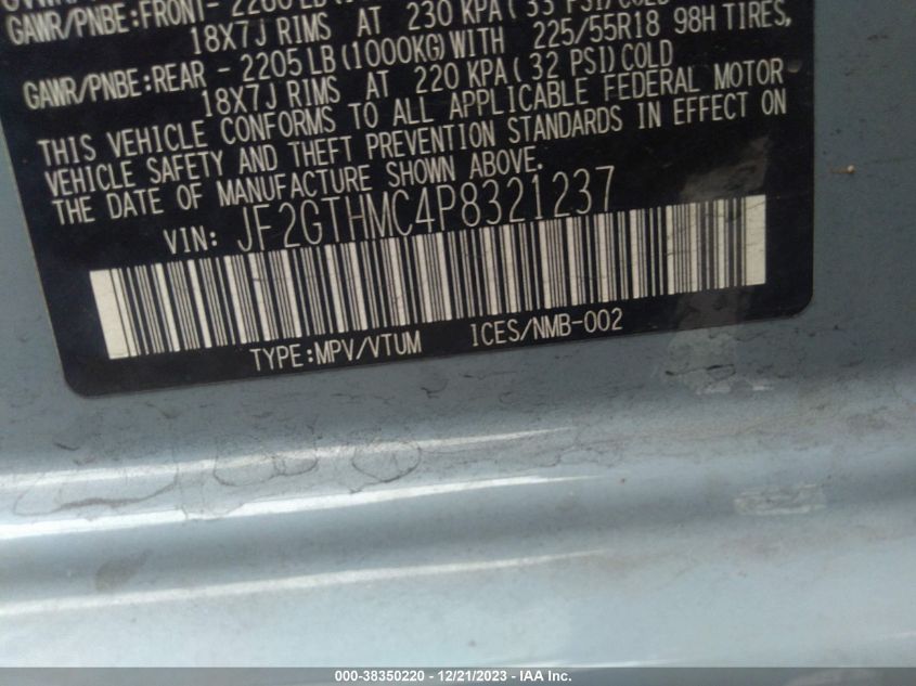 2023 SUBARU CROSSTREK LIMITED - JF2GTHMC4P8321237