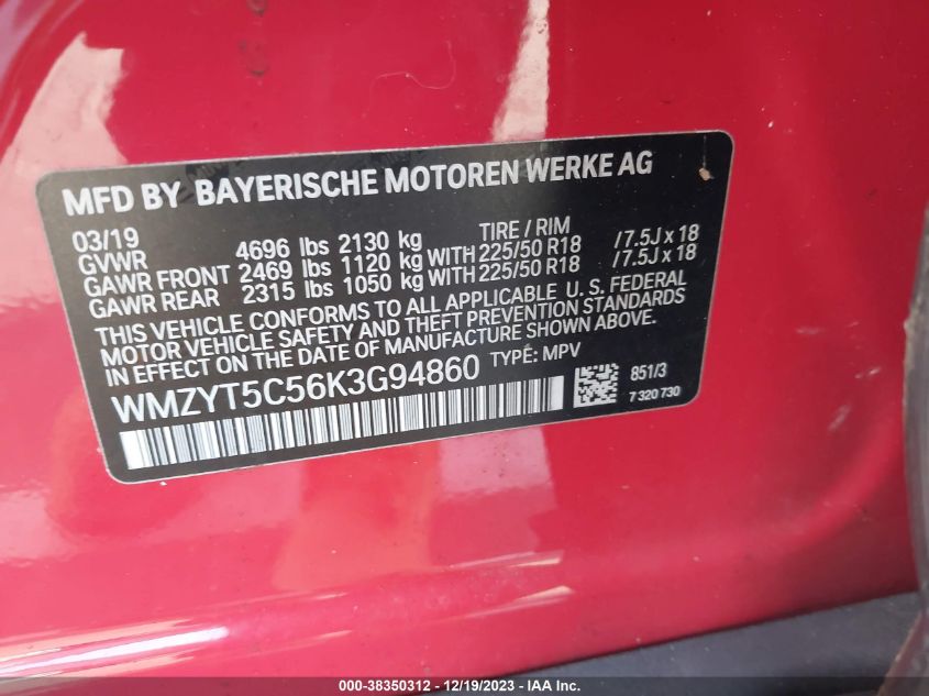 2019 MINI COUNTRYMAN COOPER S WMZYT5C56K3G94860