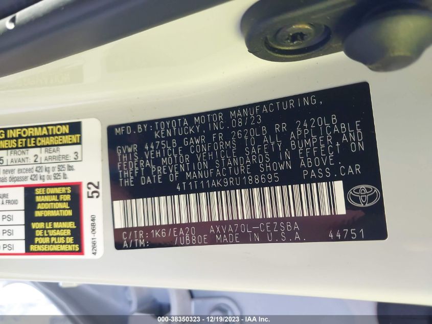 2024 TOYOTA CAMRY SE NIGHT SHADE/SE - 4T1T11AK9RU188695