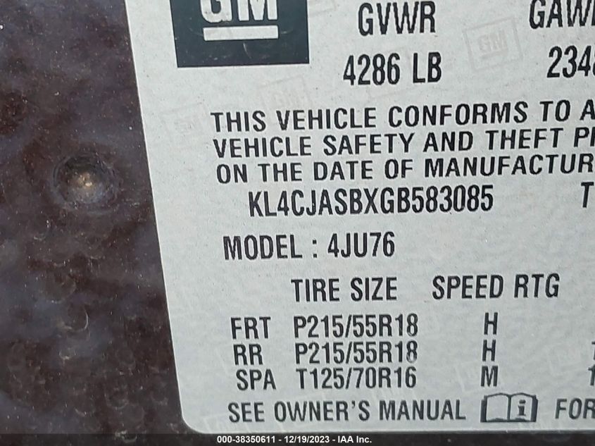 2016 BUICK ENCORE - KL4CJASBXGB583085