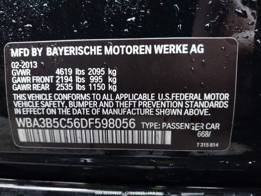 2013 BMW 328I XDRIVE - WBA3B5C56DF598056