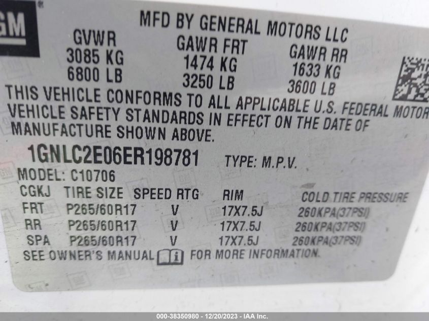 2014 CHEVROLET TAHOE POLICE - 1GNLC2E06ER198781