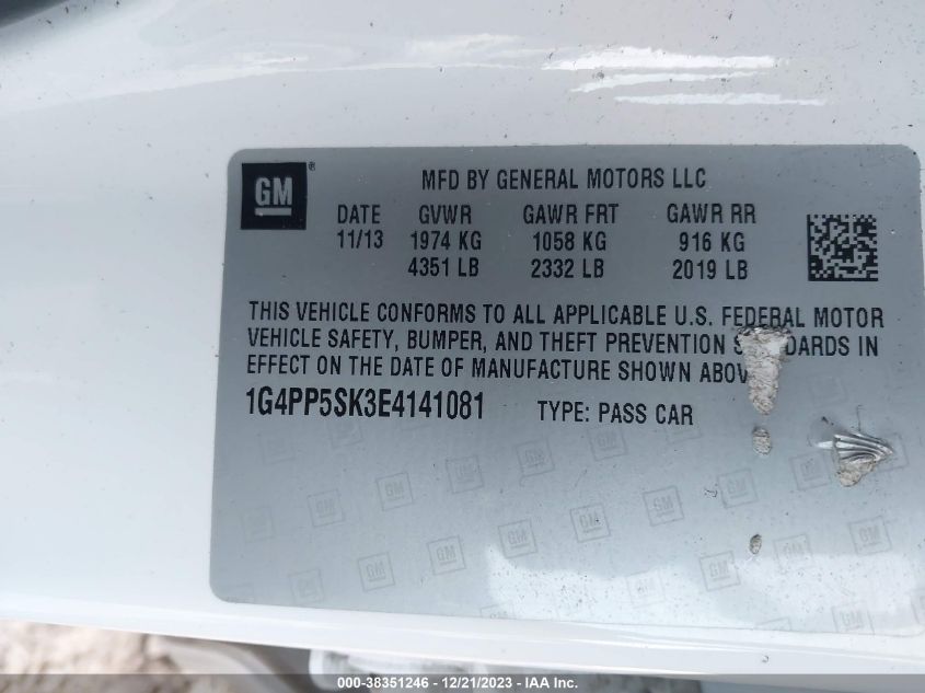 2014 BUICK VERANO - 1G4PP5SK3E4141081