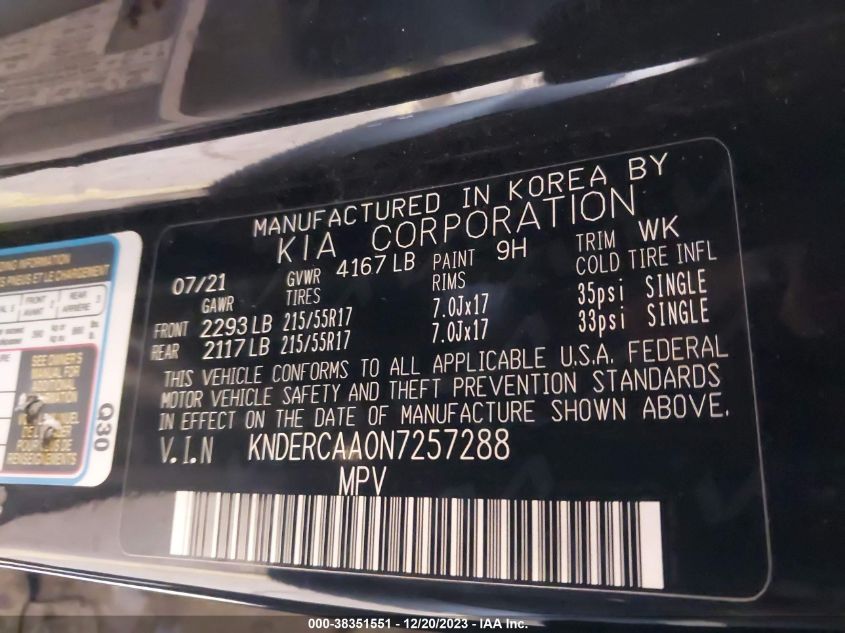 2022 KIA SELTOS EX - KNDERCAA0N7257288