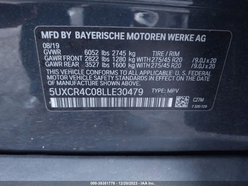 5UXCR4C08LLE30479 2020 BMW X5, photo no. 9