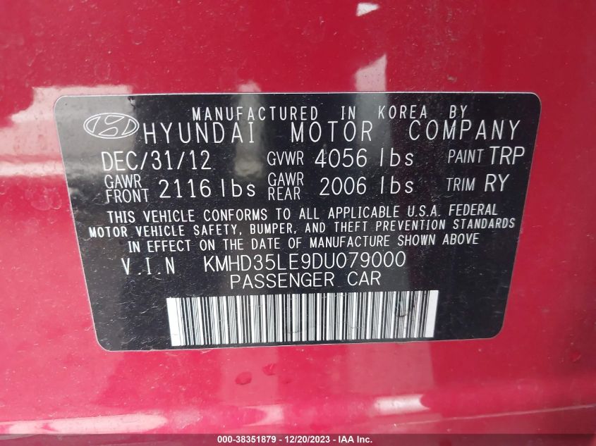 2013 HYUNDAI ELANTRA GT - KMHD35LE9DU079000