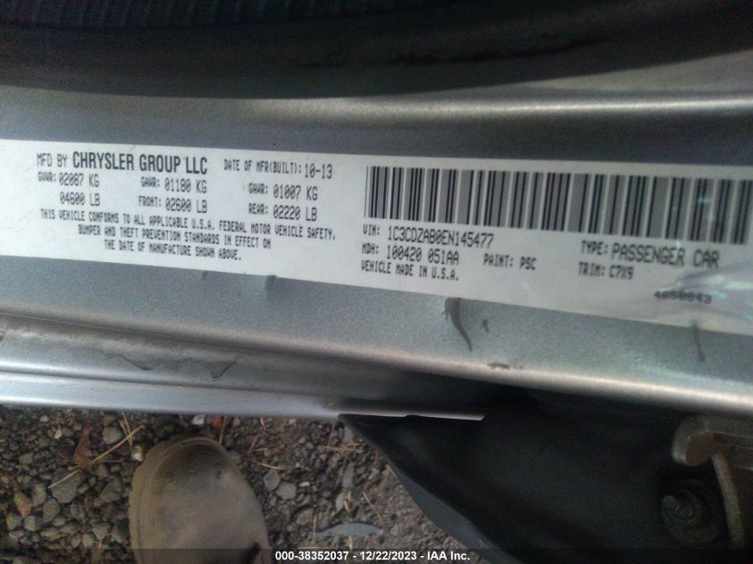 2014 DODGE AVENGER SE - 1C3CDZAB0EN145477