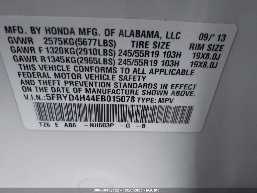 2014 ACURA MDX TECHNOLOGY PACKAGE - 5FRYD4H44EB015078