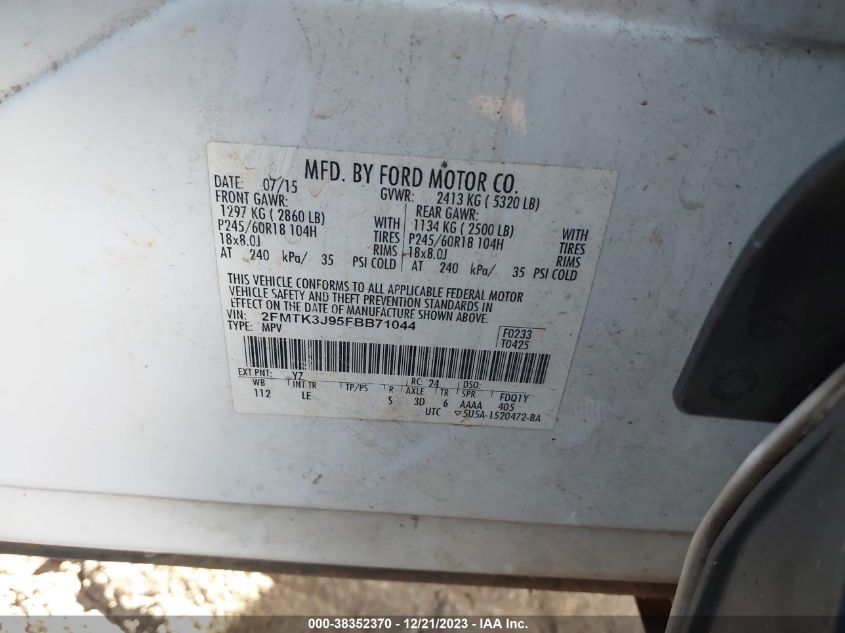 2015 FORD EDGE SEL - 2FMTK3J95FBB71044