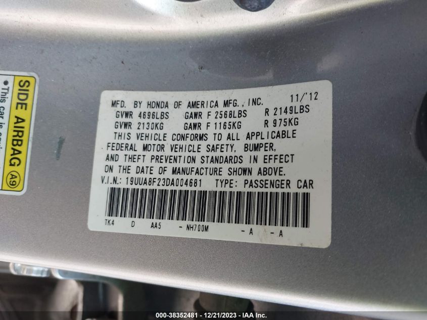 2013 ACURA TL 3.5 - 19UUA8F23DA004681