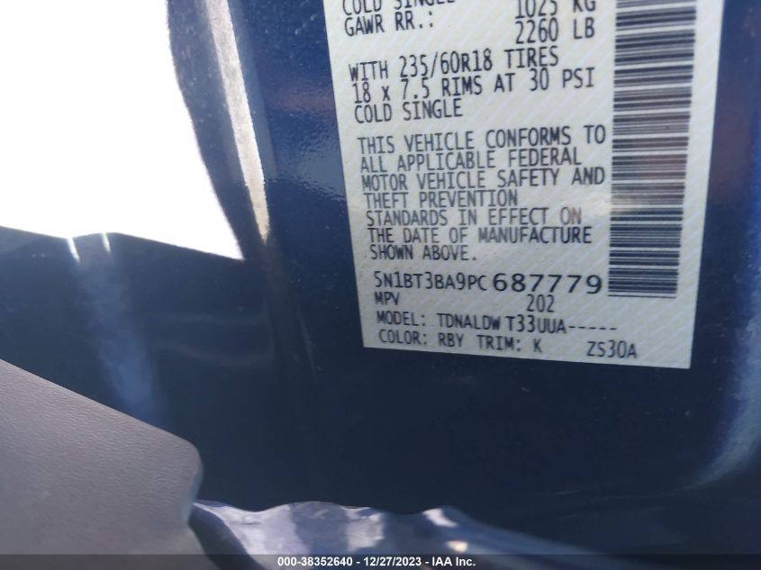 2023 NISSAN ROGUE SV FWD - 5N1BT3BA9PC687779