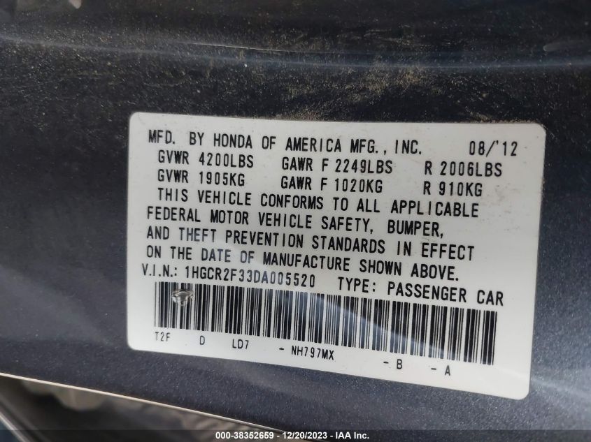 2013 HONDA ACCORD LX - 1HGCR2F33DA005520