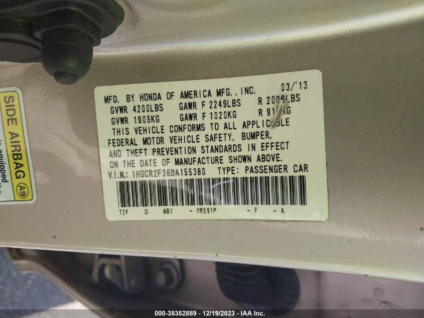 2013 HONDA ACCORD LX - 1HGCR2F36DA155380