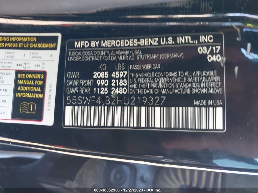 2017 MERCEDES-BENZ C 300 LUXURY/SPORT - 55SWF4JB2HU219327