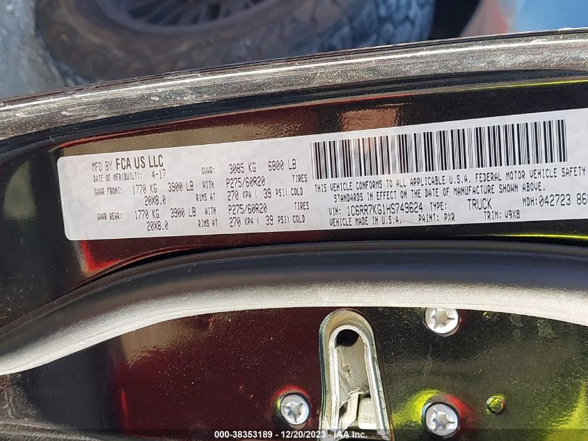 2017 RAM 1500 ST - 1C6RR7KG1HS749624