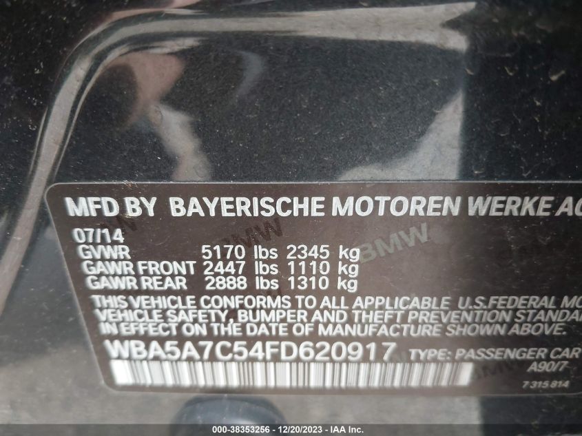 2015 BMW 528I XDRIVE - WBA5A7C54FD620917