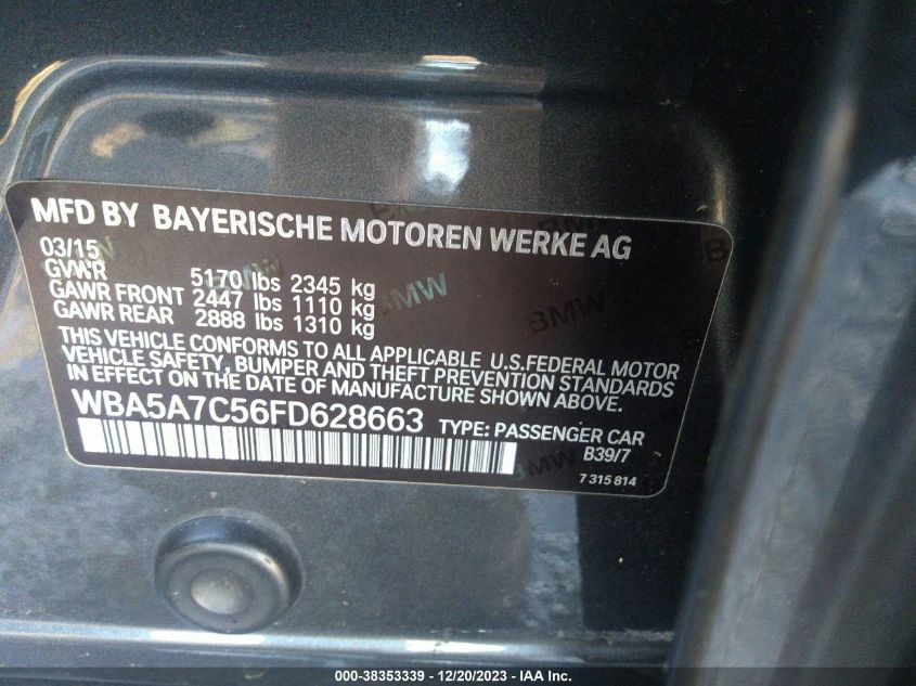 2015 BMW 528I XDRIVE - WBA5A7C56FD628663