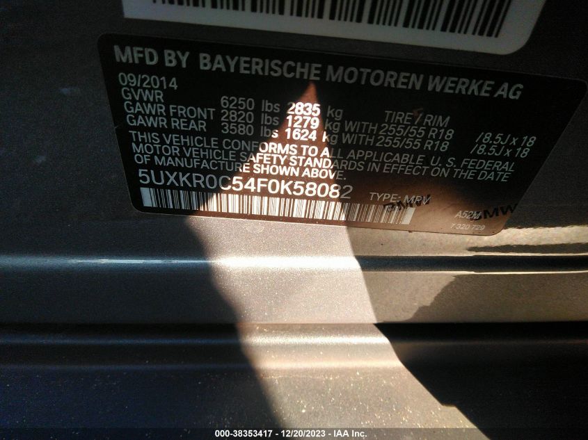 2015 BMW X5 XDRIVE35I - 5UXKR0C54F0K58082
