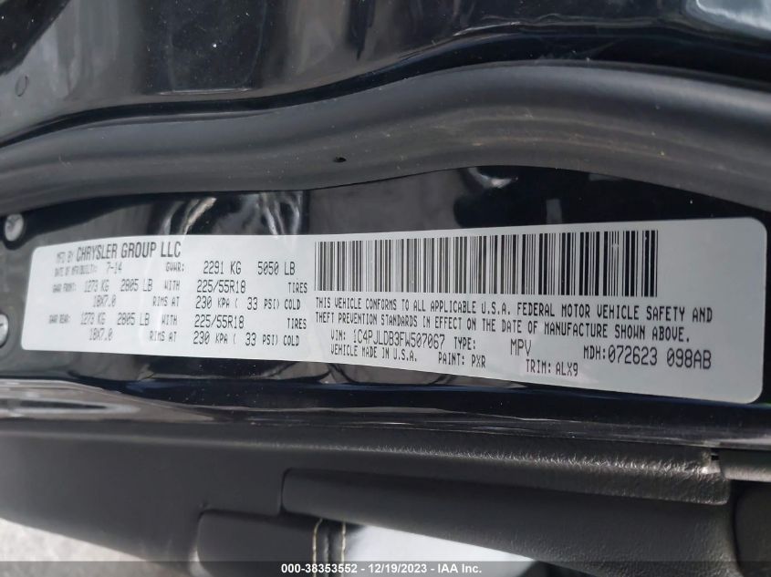 2015 JEEP CHEROKEE LIMITED - 1C4PJLDB3FW507067