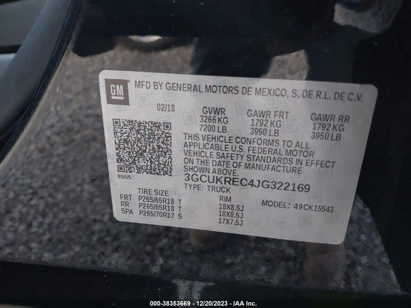 2018 CHEVROLET SILVERADO 1500 2LT - 3GCUKREC4JG322169
